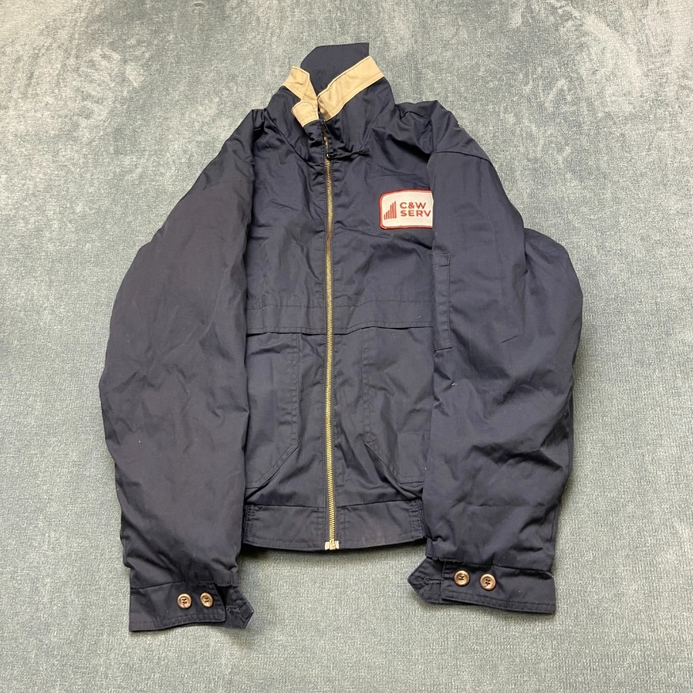 Cintas C&W Services Windbreaker Jacket Mens Small Navy Blue Outdoor Full Zip